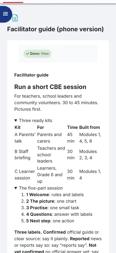 The Train the Trainer pack helps you run a short CBE session for parents, learners or colleagues.